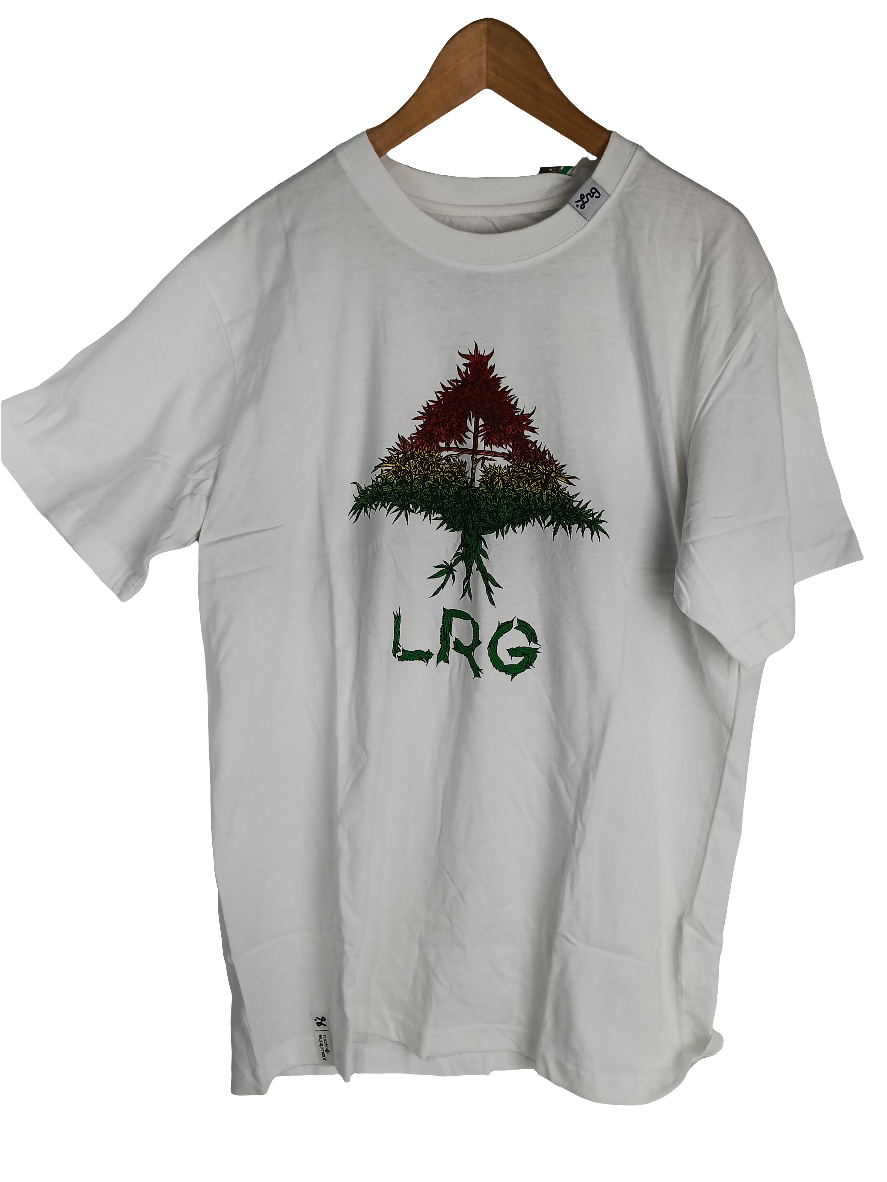 LRG Grass Roots Red Green Yellow Leaves Size XL S/s Shirt