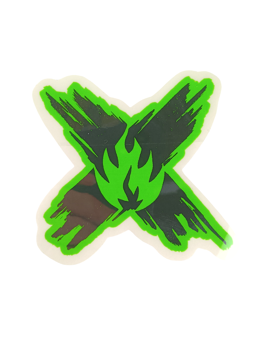 Black Label X Flame Clear Green Black Green Flame Size 4.2 X 4.2 Inch Vintage NOS Sticker