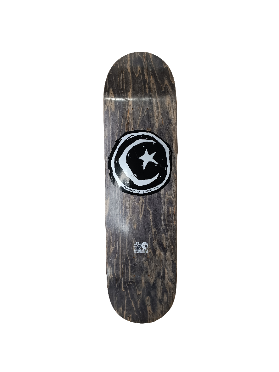 Foundation Star & Moon Modern Concave Blank Tan Woodgrain Black White Size 8.125 Vintage NOS Deck