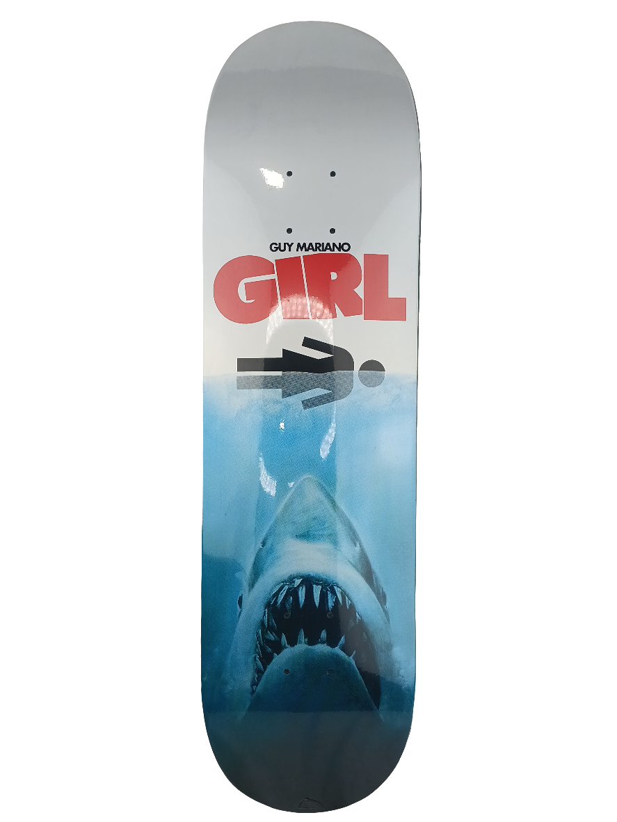 Girl guy Mariano Jaws Graphic White Blue Red Size 8.25 Skateboard Deck