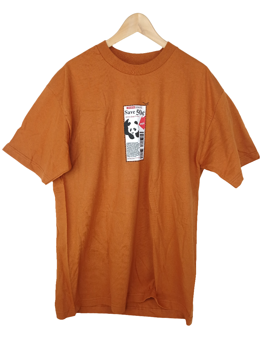 Enjoi Save 50 Cents Panda Coupon Orange Red White Black Mens Size Large S/s Shirt