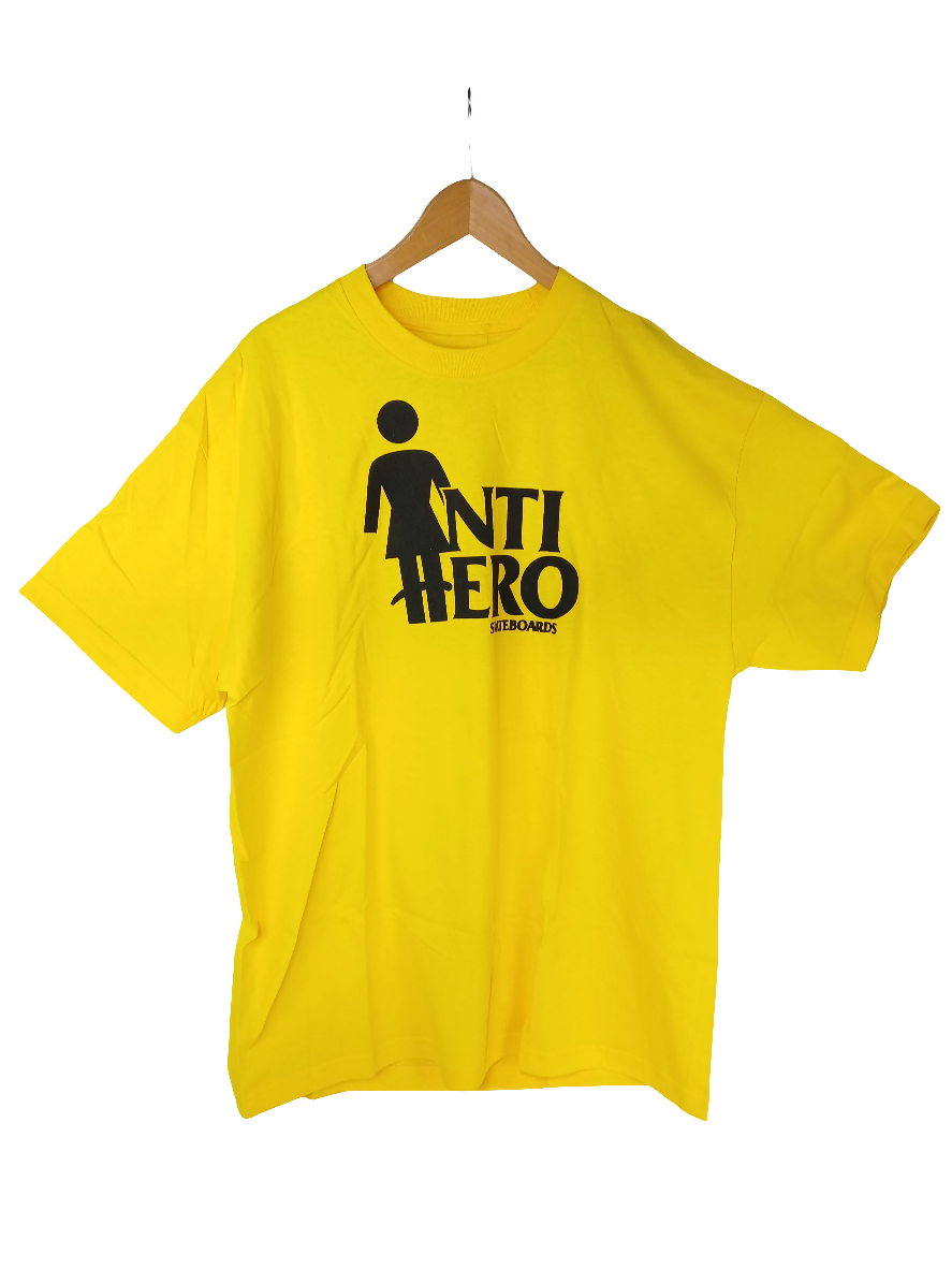 Girl X Anti-Hero Black Yellow Girl Logo With Anti Hero Text Mens Size XL S/s Vintage NOS Shirt