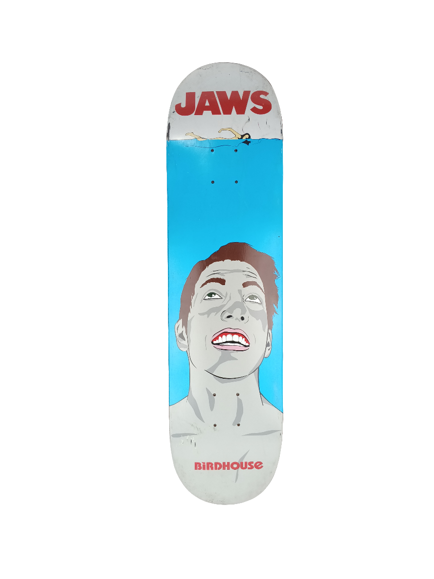 Birdhouse Jaws Swimming Blue Grey Red Size 8.250 Vintage NOS Deck