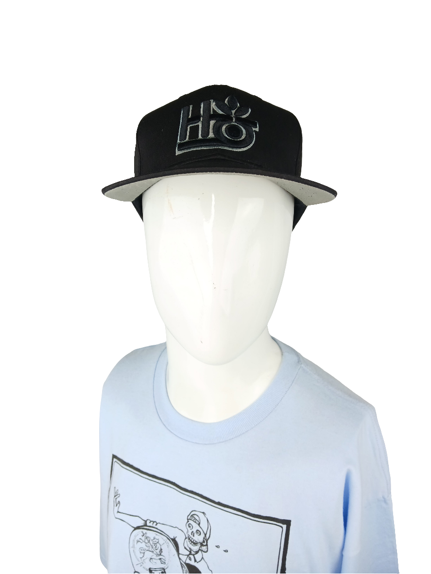 Habitat H Logo Grey Black Vintage NOS Suede Canvas Snapback Hat