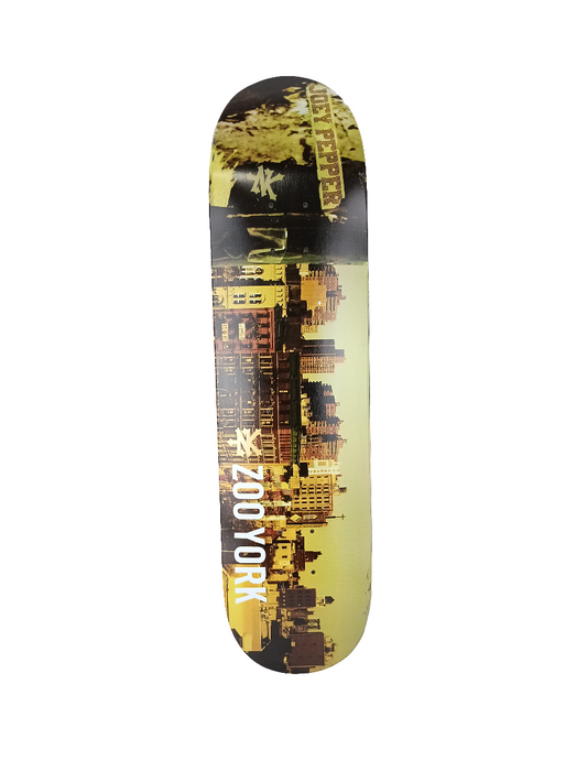 Zoo York Joey Pepper Cityscape Series Gold White Multicolor Size 7.750 Vintage NOS Deck