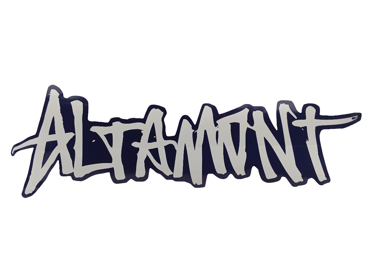 Altamont Altamont Logo Banner White Blue Size 25" X 8.5" Inch Extra Large Vintage NOS Sticker