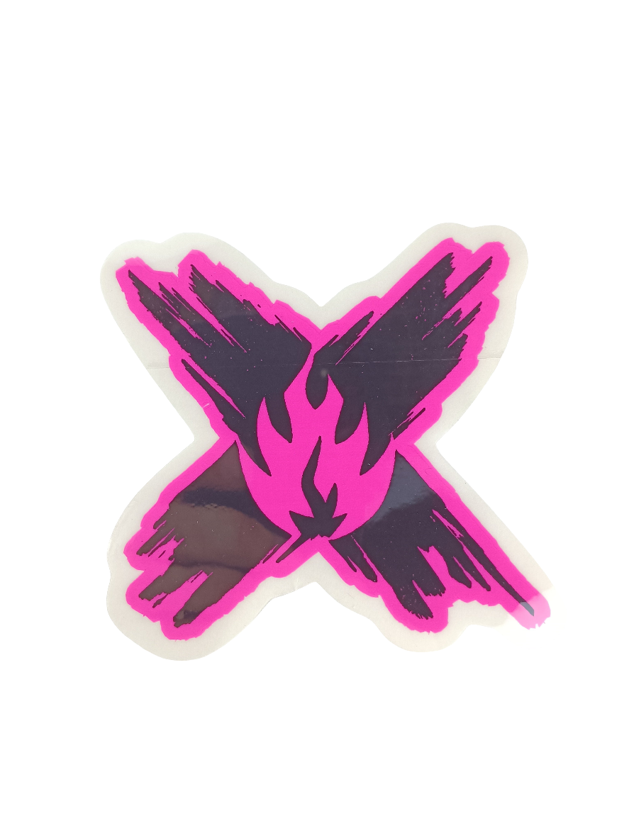 Black Label X Flame Clear Black Pink Flame Size 4.2 X 4.2 Inch Vintage NOS Sticker