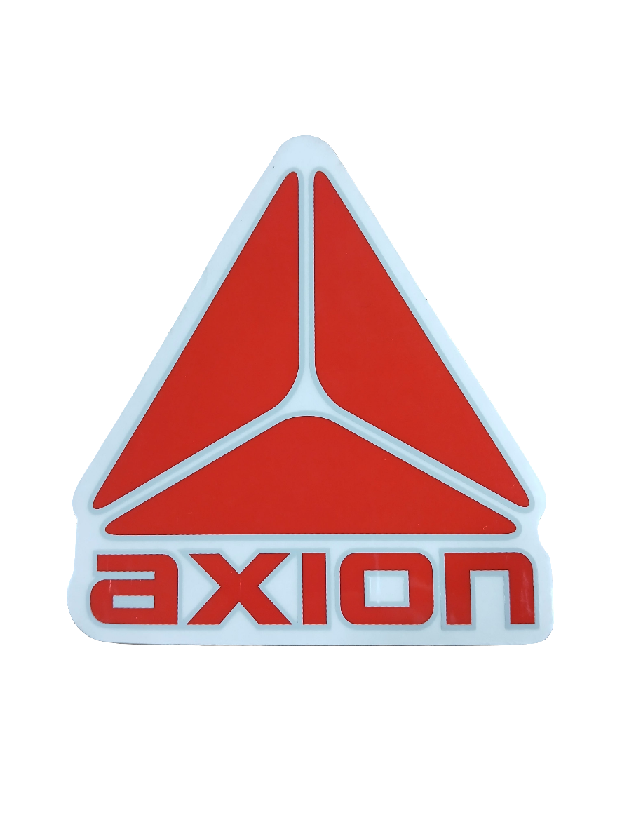 Axion Footwear Axion Triangle Logo Clear Red Grey 3.9" x 3.5" Vintage NOS Sticker
