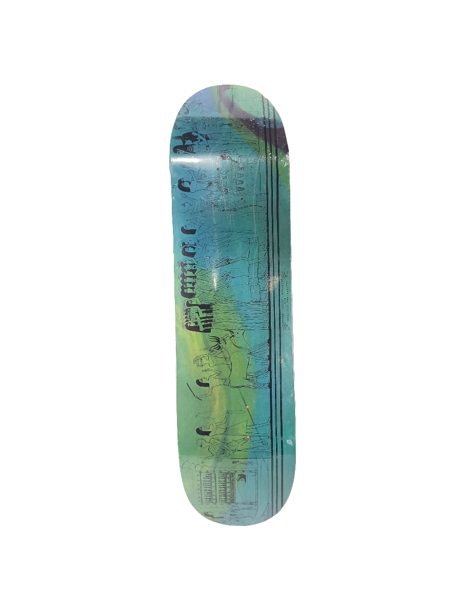 Brujaria Derek Burdette Egyptian Graphic Blue Green Black Size 8.25 Skateboard Deck