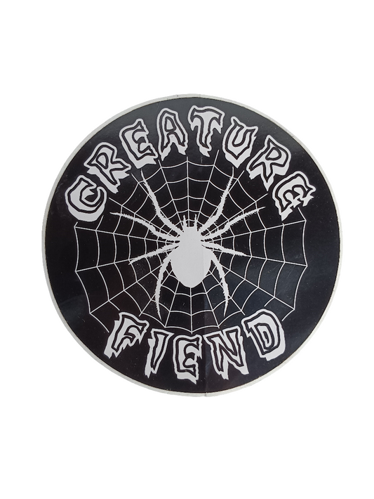 Creature Fiend Spider Web Black White Size 6" X 6" Vintage NOS Sticker