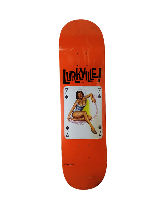 Lurkville Seven Of Spades Orange Black White Size 8.125" Vintage NOS Deck