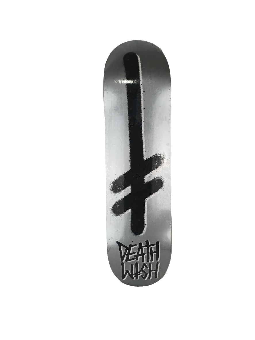 Deathwish Team Spray Cross Silver Black Size 8.5 Vintage NOS Deck