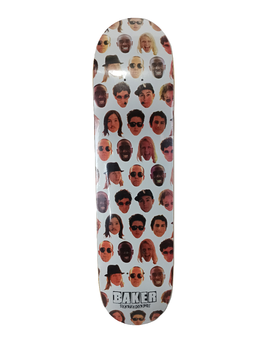 Baker Team Rider Faces Graphic White Multi Color Size 7.75" Skateboard Deck