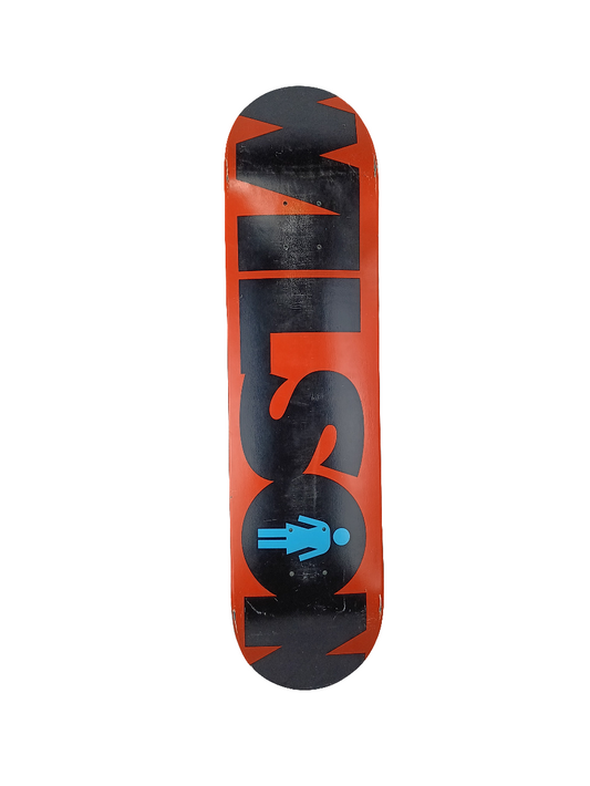 Girl Jeron Wilson Bold Text Orange Black Blue Size 7.750" Vintage NOS Deck