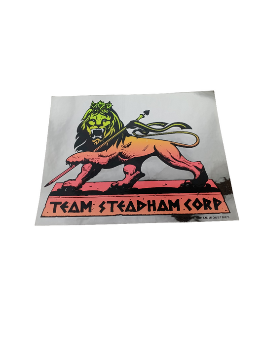 Steve Steadham Steadham Corp Lion Rasta Silver Foil Size 5.5" X 4.5" Vintage NOS Sticker
