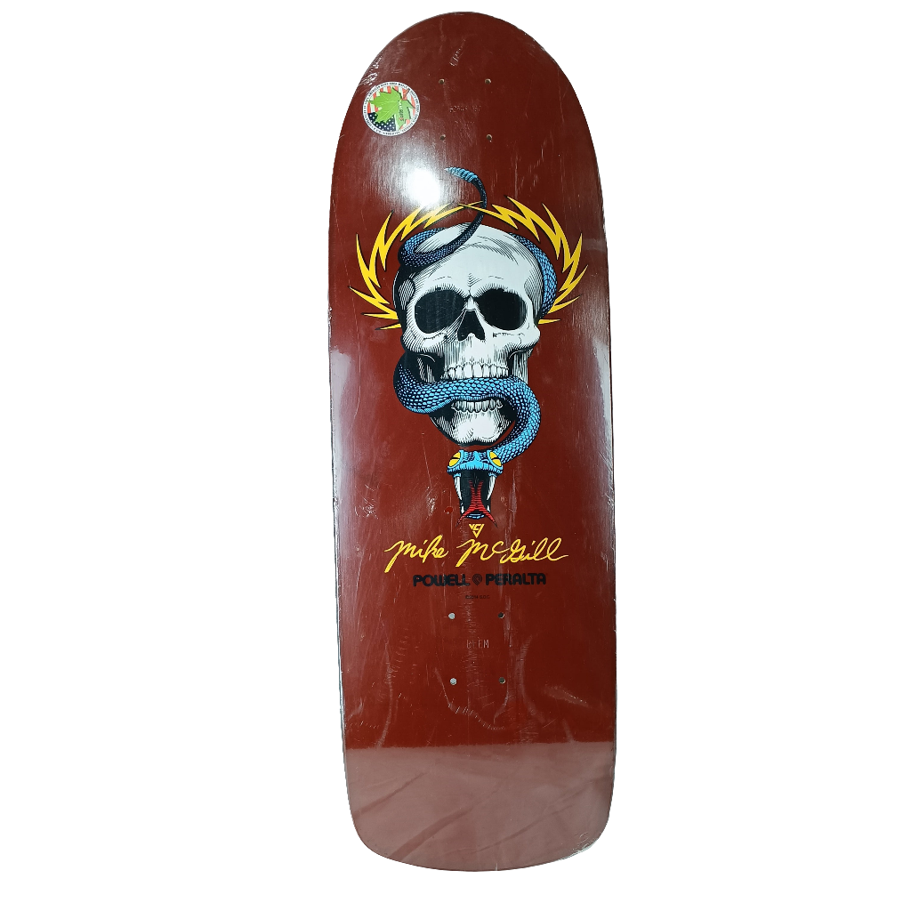 Bones Brigade Powell Peralta Mike Mcgill Skull & Snake Burgundy Yellow Blue BLEM Size 10.0" Vintage NOS Reissue Deck