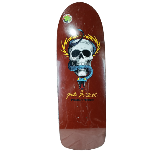 Bones Brigade Powell Peralta Mike Mcgill Skull & Snake Burgundy Yellow Blue BLEM Size 10.0" Vintage NOS Reissue Deck