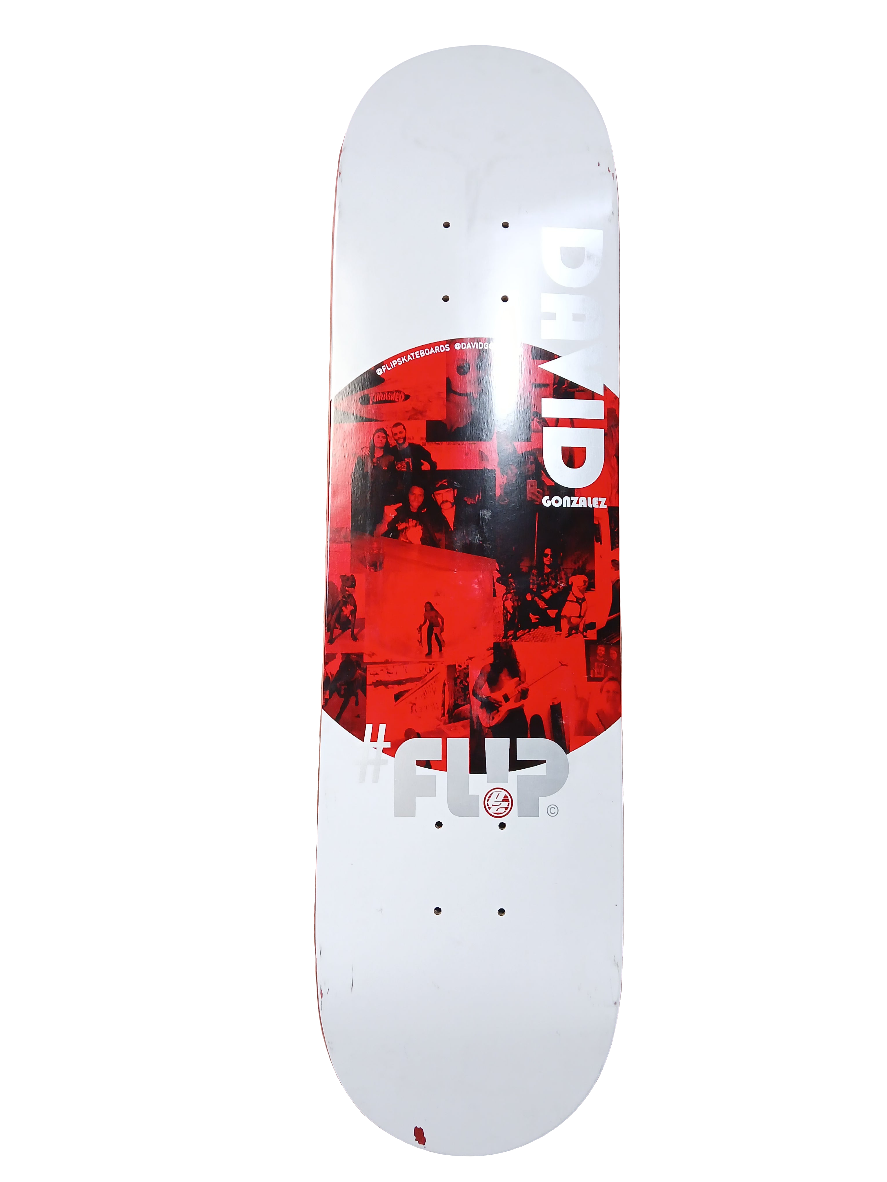 Flip David Gonzalez Photos White Red Size 8 Skateboard Deck