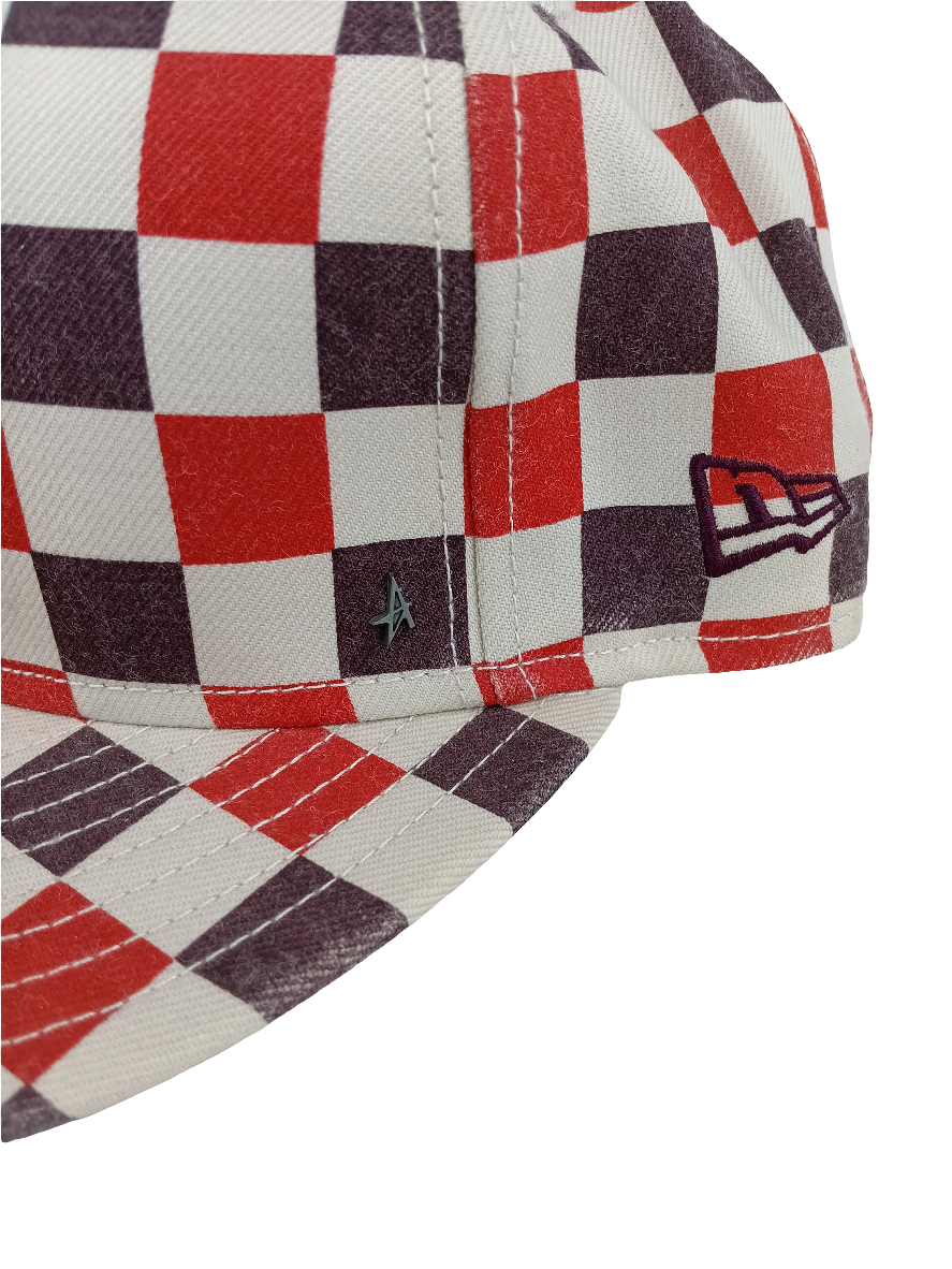 New Era Altamont 59Fifty Red Navy Checkered Size 7 3/8 Vintage Hat