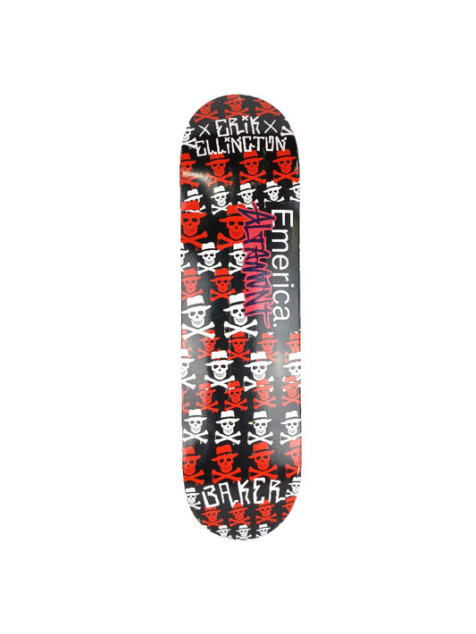 Baker Erik Ellington Skulls Black Red White Size 8.4 Vintage NOS Deck