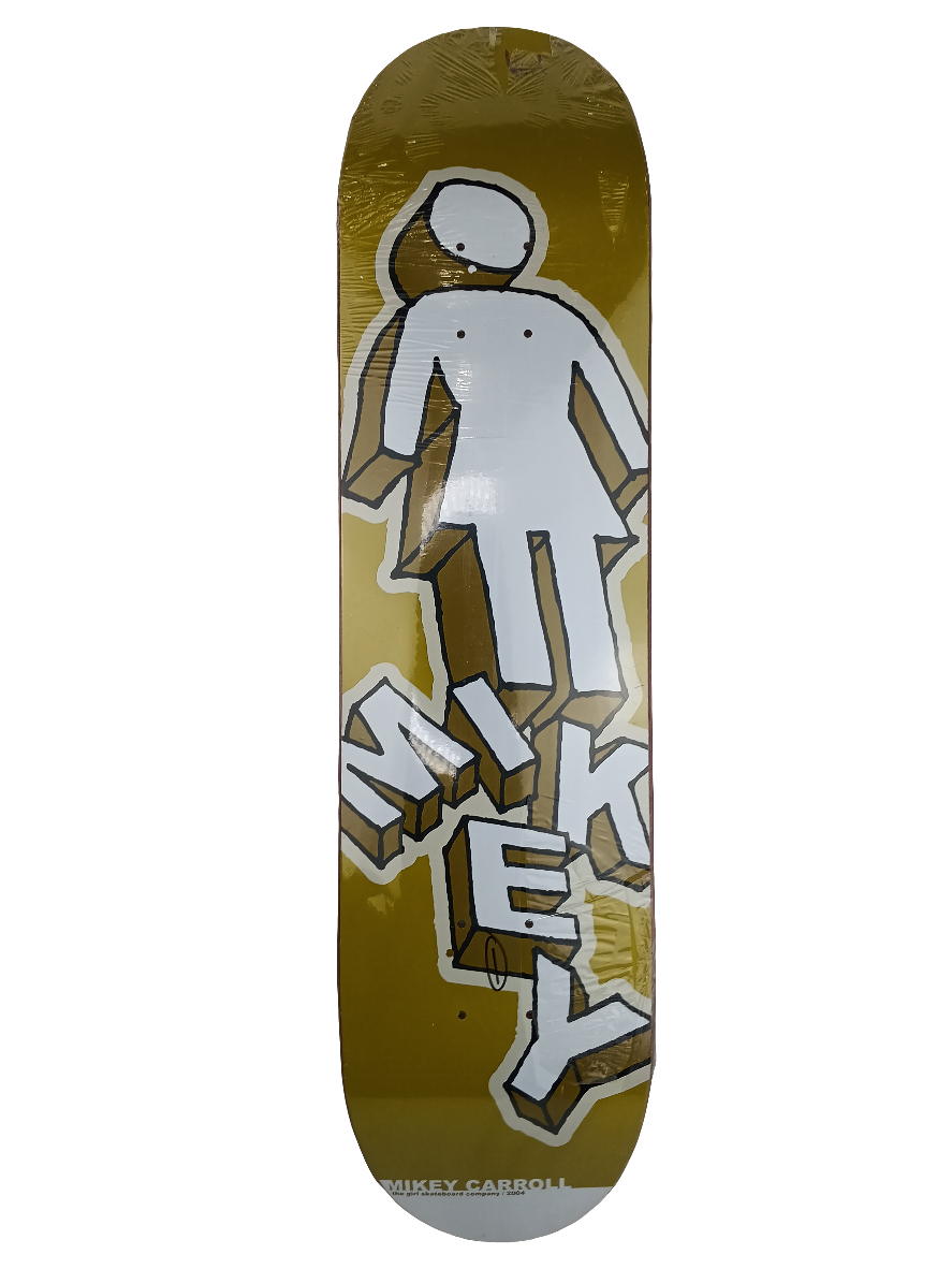 Girl Mikey Carroll Bend Letters Series Beige White Black Size 7.625" Vintage NOS Deck