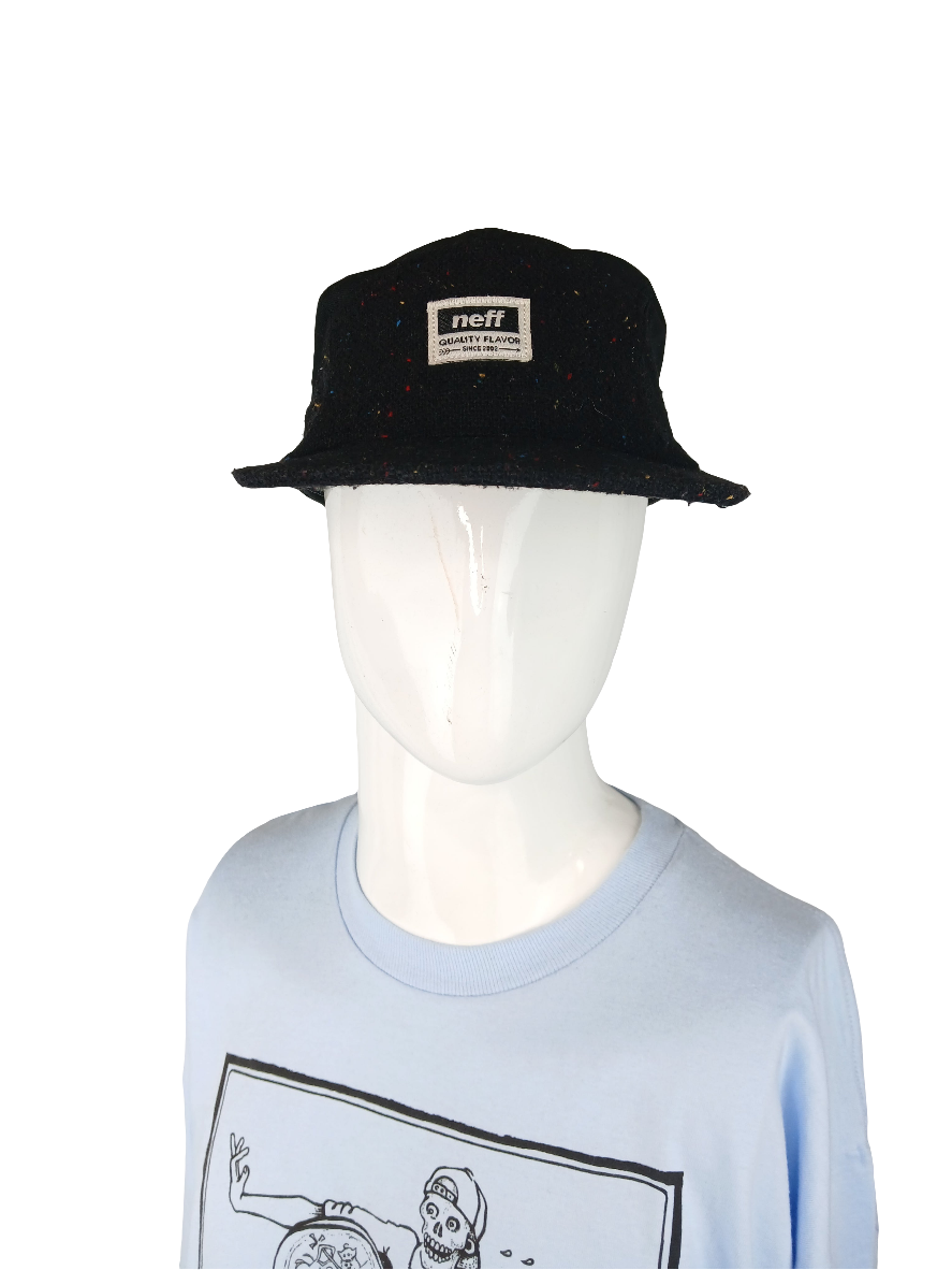 Neff Quality Flavor Black White Multi Speckle Brim Vintage NOS Strapback Hat