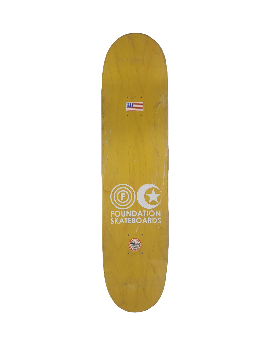 Foundation Team Logo Neon Green Black White Size 8 Skateboard Deck