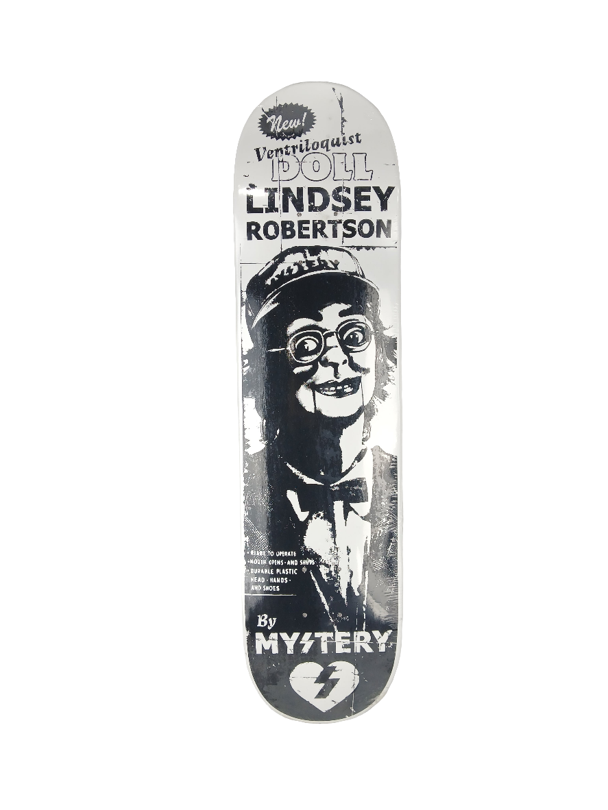 Mystery Lindsey Robertson Ventriloquist First Pro Model Black White Size 7.625" Vintage NOS Deck