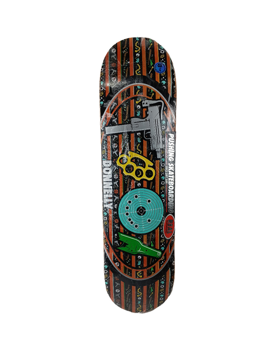 Real Jake Donnelly Dart Board Gun Brass Knuckles Bottle Multicolor Orange Woodgrain Black Stripes Size 8.18" Vintage NOS Deck
