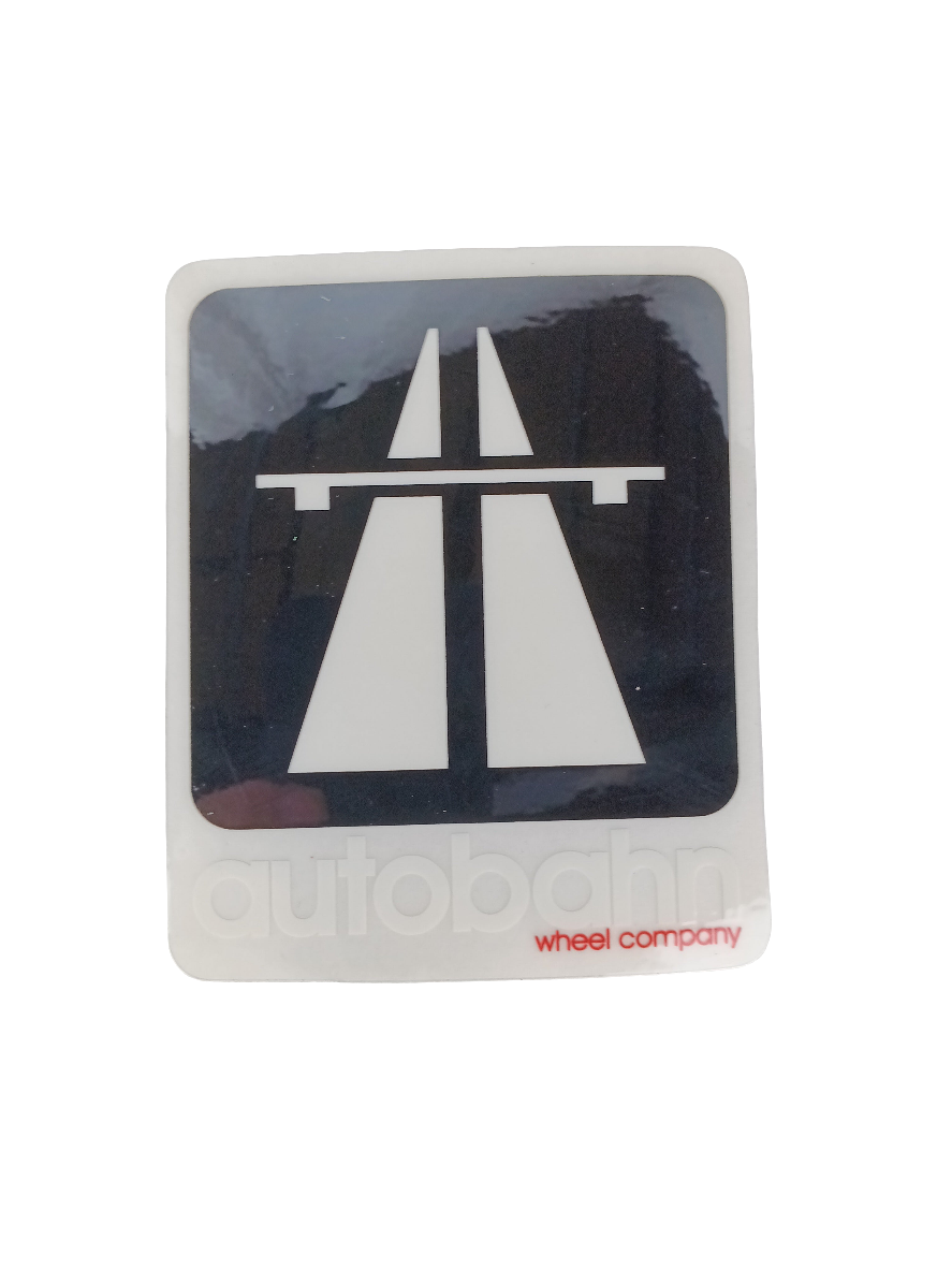Autobahn Wheel Company Highway Clear Black White red Size 3.4" X 4" Vintage NOS Sticker