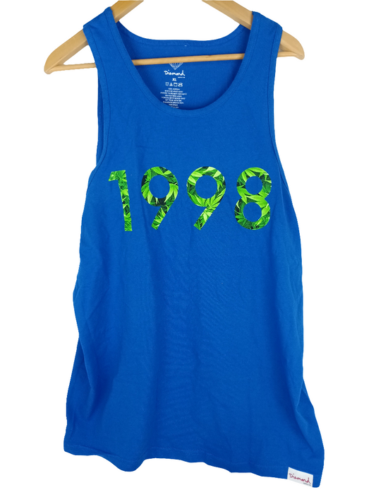 Diamond Pot Leaves Blue Green Size XL Tank Shirt