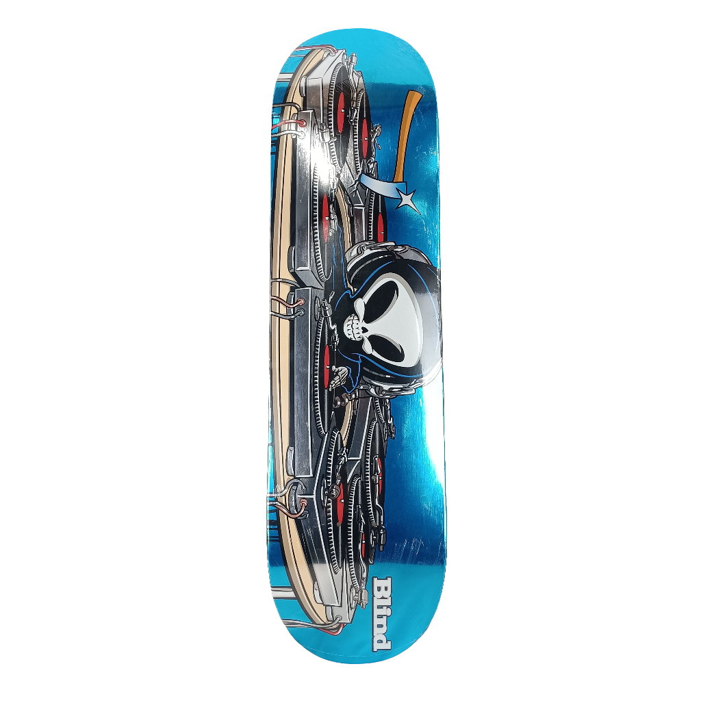 Blind Skateboards Reaper DJ Metallic Blue White Red Size 8.5 Vintage NOS Deck