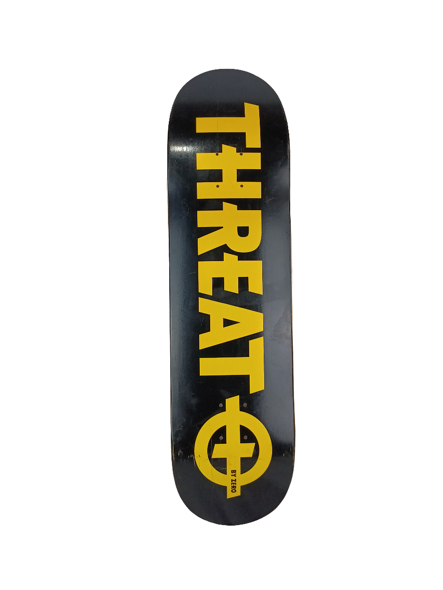 Threat X Zero Threat By Zero Black Yellow Size 8.5 Vintage NOS Deck