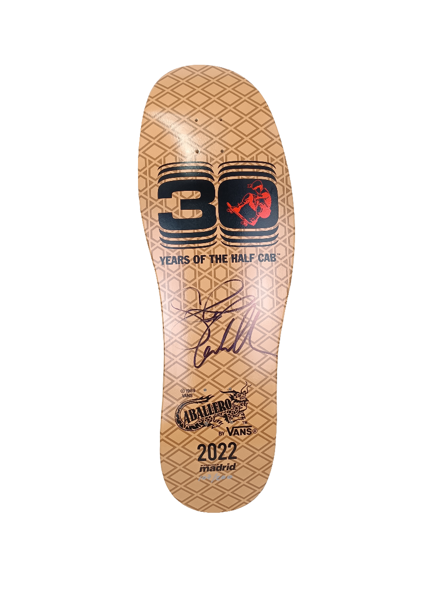 Madrid X Vans Steve Caballero Signed 30 Years of Cab Graphic Brown Black Size 10.5 Shoe Shaped Skateboard Deck