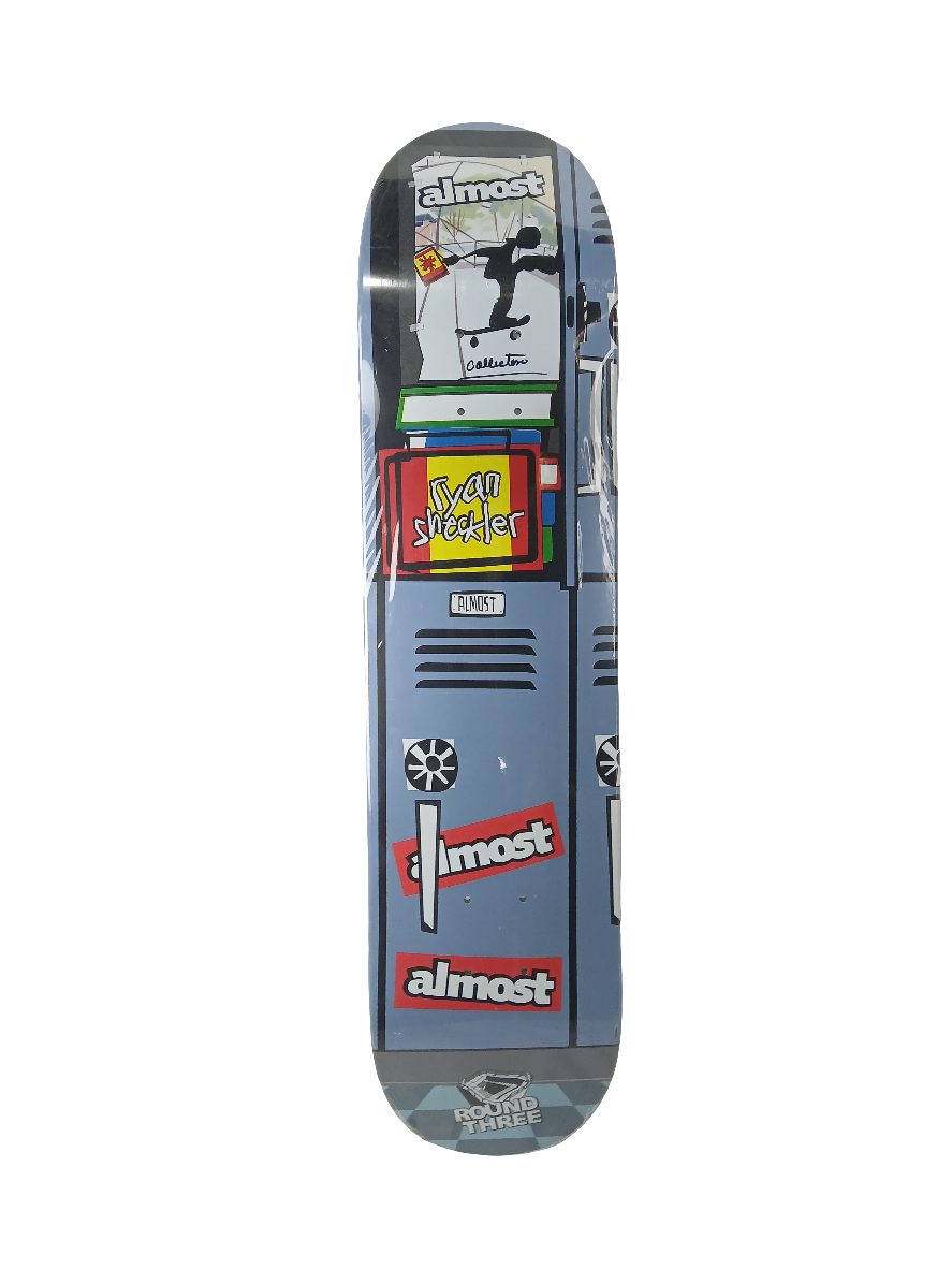 Almost Ryan Sheckler Round 3 Locker Grey Red White Multi Size 7.5" Vintage NOS Deck