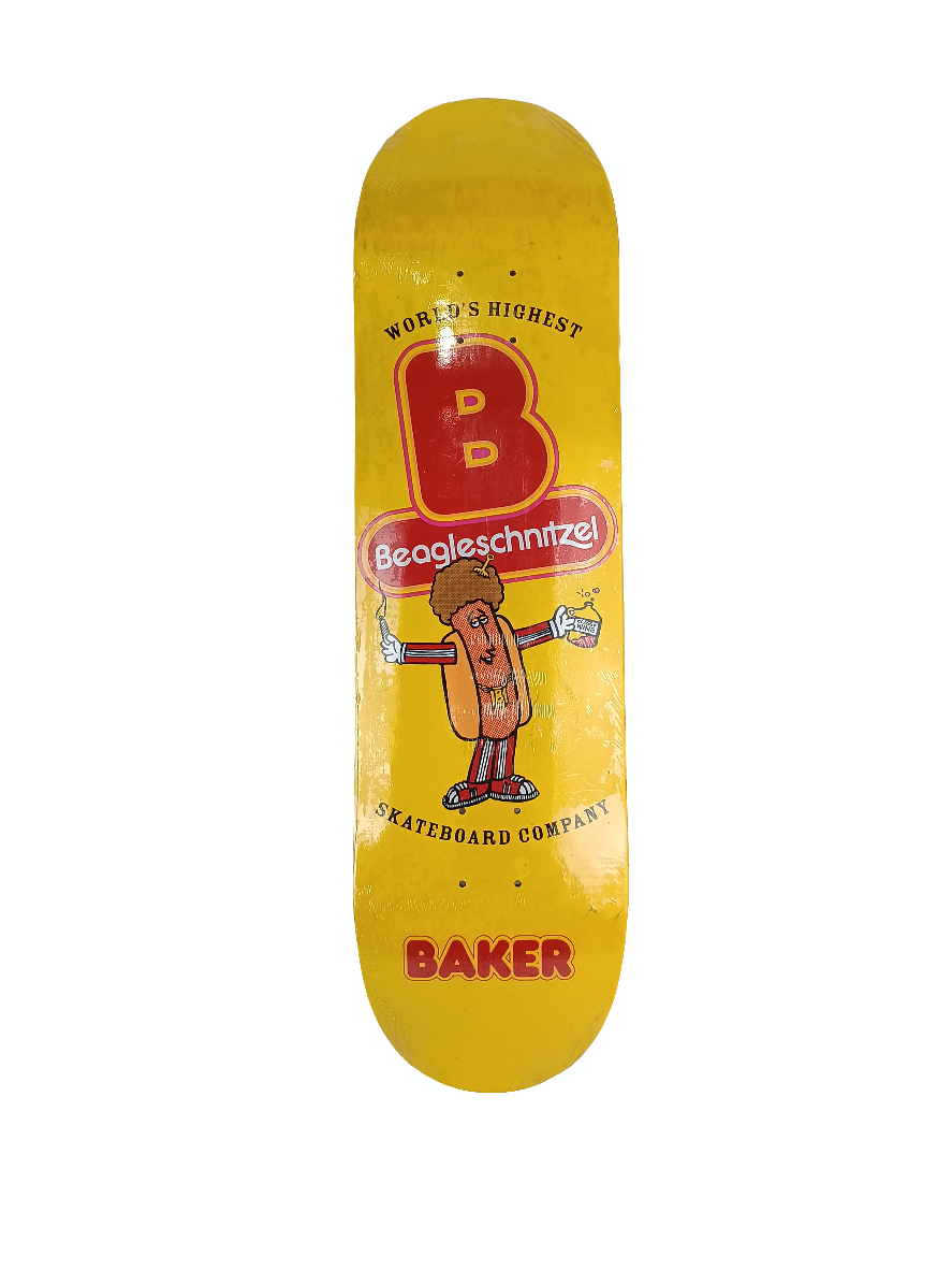 Baker Beagle Beagleschnitzel Yellow Red White Size 8.4 Vintage NOS Deck