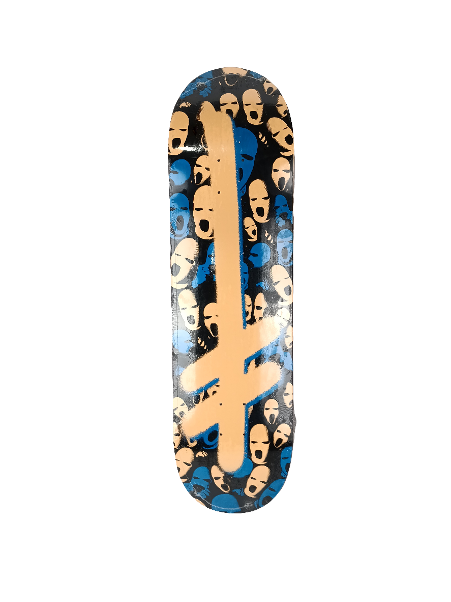 Deathwish Deathspray Cross Mask Men Blue Black Tan Size 8.75 Vintage NOS deck