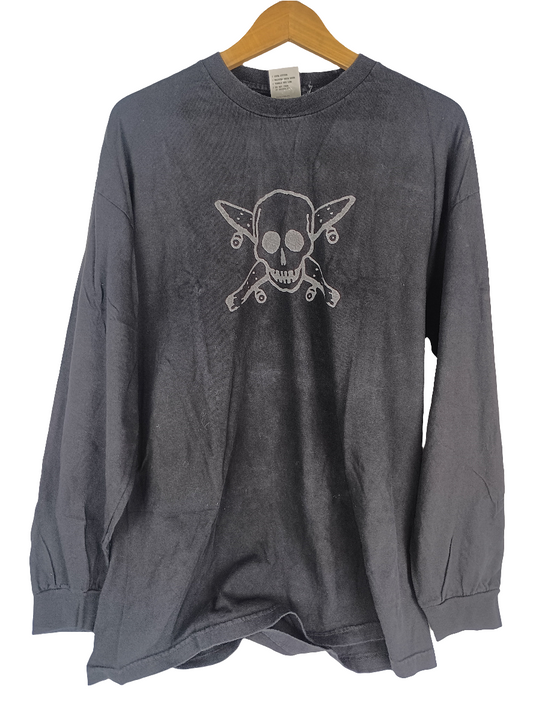 Crailtap Skull & Crossboards Black Silver Size XL L/s Shirt