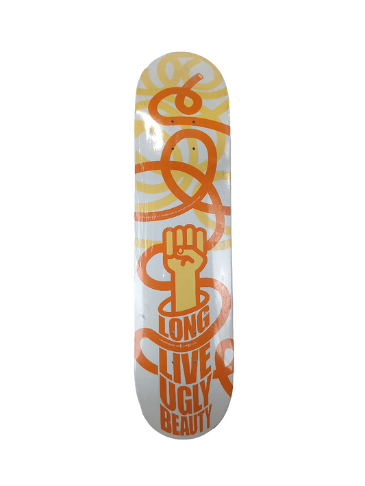 Girl X Andy Jenkins Strength Magazine Long Live Ugly Beauty Fist Orange White Yellow Size 7.75" Vintage NOS Deck