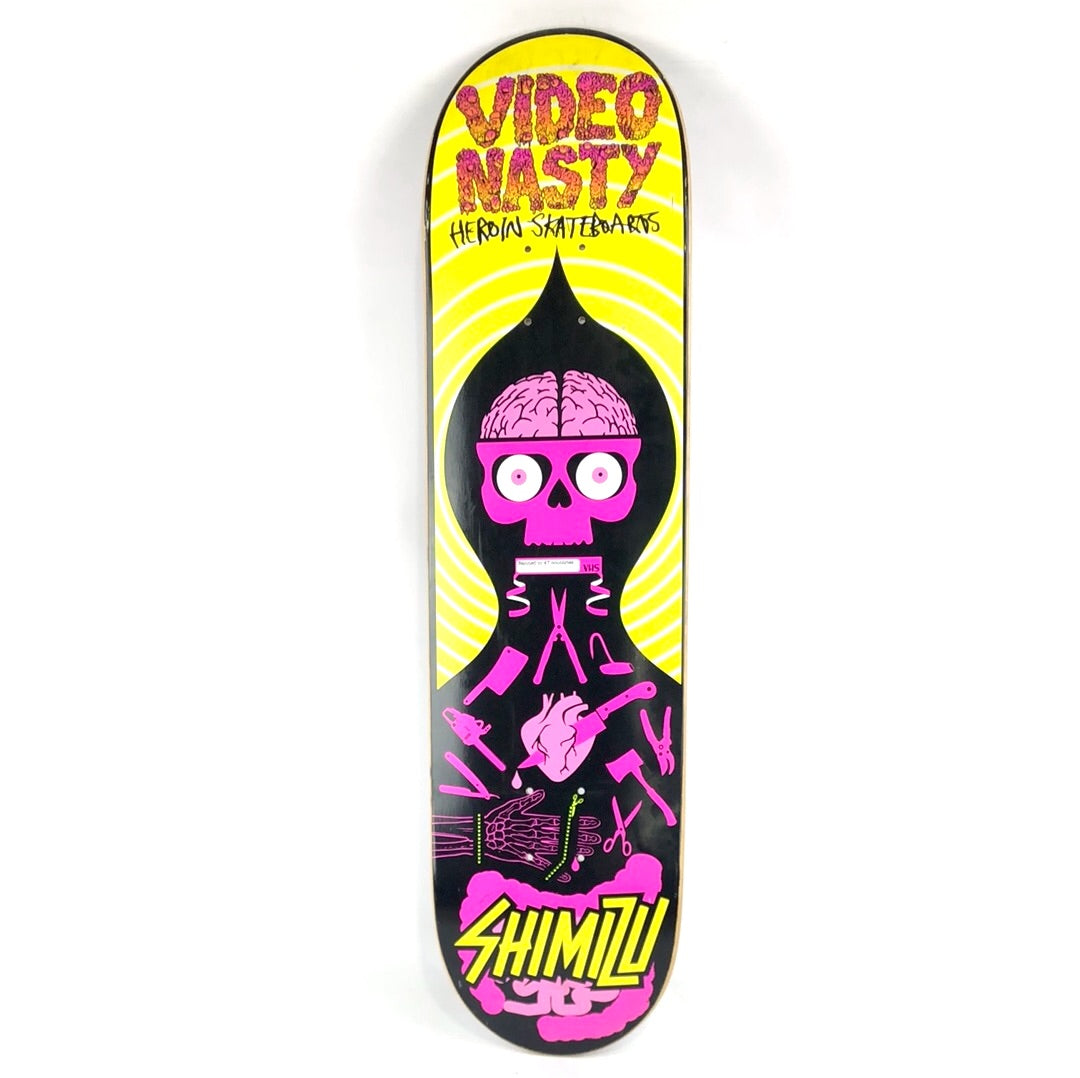 Heroin Skateboards Daniel Shimizu Video Nasty Black/Yellow/Pink 8.1" Skateboard Deck
