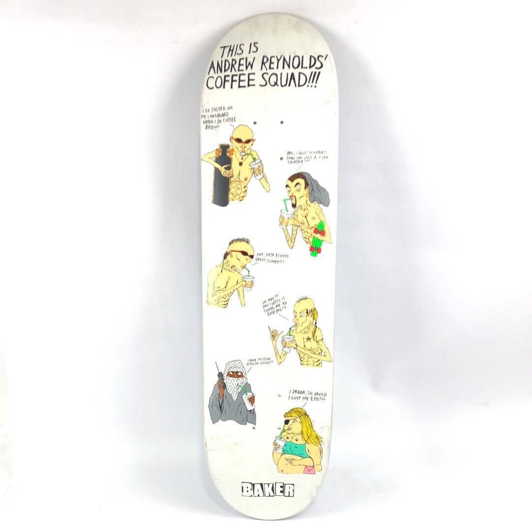 Baker Andrew Reynolds (Neckface) Coffee Squad White 8.475 Skateboard Deck -  Lightly scratched