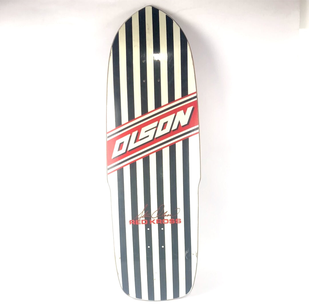 Black Label Red Kross Steve Olson Land Shark Striped Black/White/Red 11" Shaped Skateboard Deck 2003