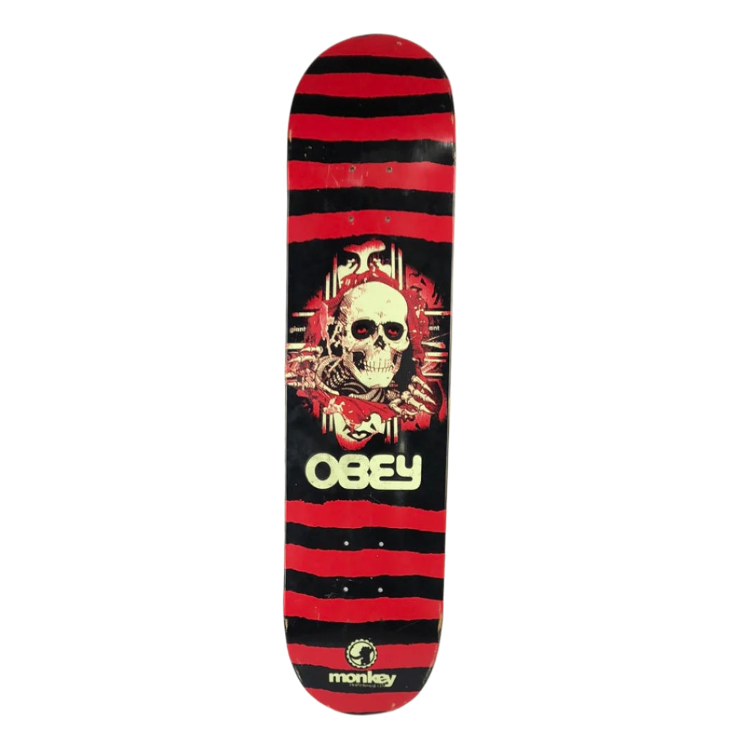 Monkey Obey Shepard Fairy Skeleton Red/Black/White 7.5'' Vintage NOS Deck