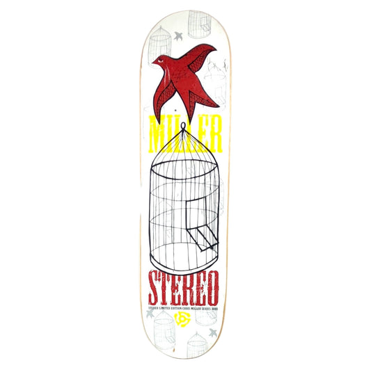 Stereo Chris Miller Free Bird Series 3000 White/Red Size 8" Vintage NOS Deck RP