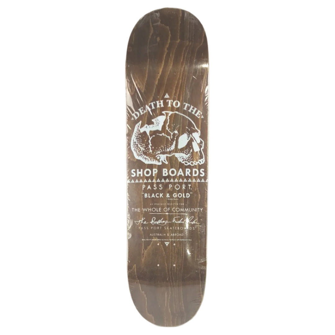 Passport Skull Woodgrain/White Size 8.25" Vintage NOS Deck
