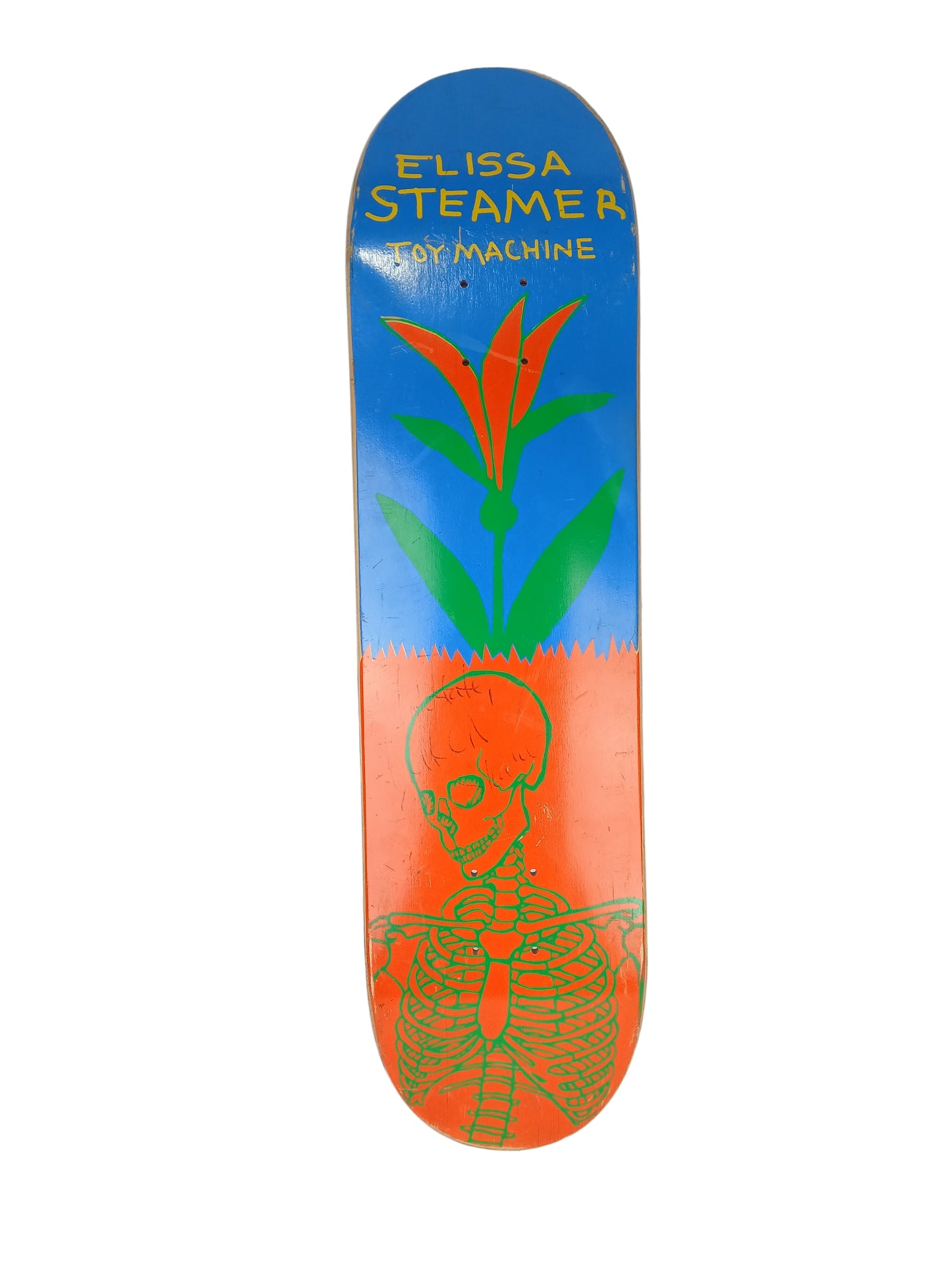 Toy Machine Elissa Steamer Autographed Debut Pro Model Circle Of Life Signature Orange Blue Color Size 8.1" Vintage NOS Deck 1998