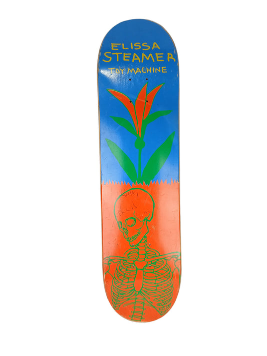 Toy Machine Elissa Steamer Autographed Debut Pro Model Circle Of Life Signature Orange Blue Color Size 8.1" Vintage NOS Deck 1998