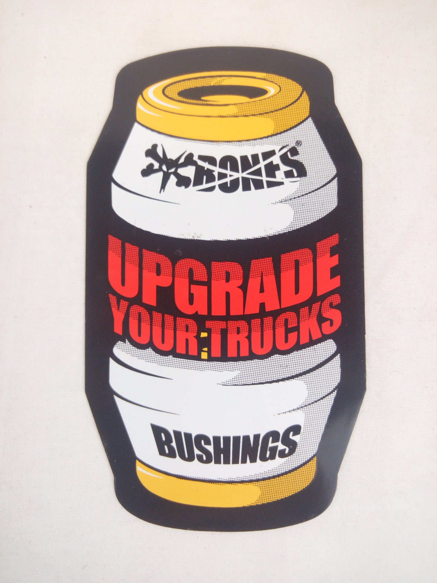 Bones Bushings Upgrade Your Trucks Black Yellow Red 5" x 2.75" Vintage NOS Sticker
