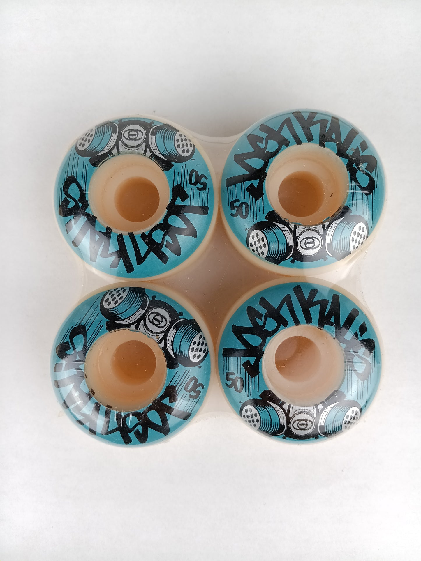 Gold Wheels Josh Kalis Graffiti Gas Mask Blue Black Silver Size 50MM Vintage NOS Wheels