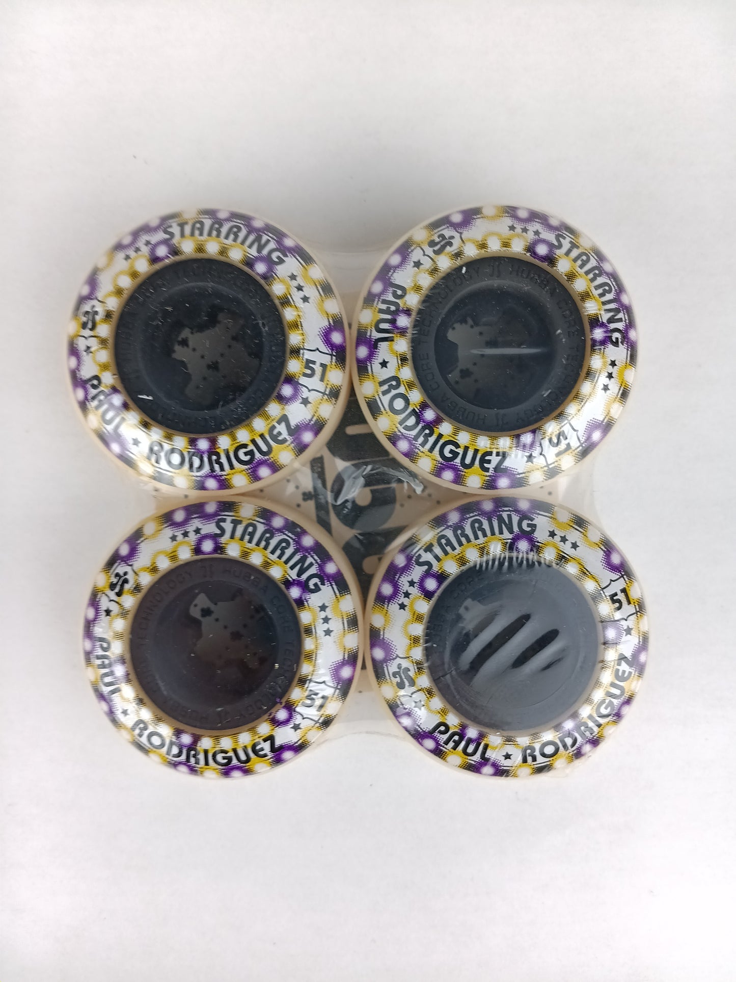 Hubba Starring Paul Rodriguez Purple Yellow White Lights Size 51MM Vintage NOS Wheels
